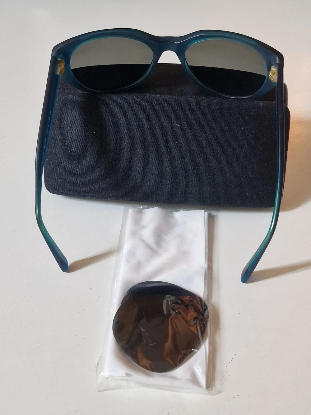 DKNY Teal Sunglasses with Gold Logo Accents
